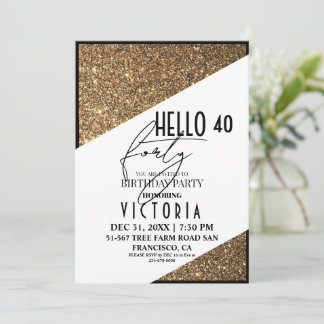 Modern Goud Chic 40ste Verjaardagsfeestje Kaart