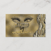 Modern Goud Classy Lashes Lipstick Beauty Make-up Visitekaartje (Voorkant)