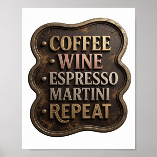 Modern Goud COFFEE WINE ESPRESSO MARTINI REPEAT Poster (Voorkant)
