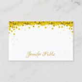Modern Goud Confetti Hand Script Tekst Sjabloon Visitekaartje (Voorkant)