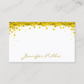 Modern Goud Confetti Hand Script Tekst Sjabloon Visitekaartje (Voorkant)
