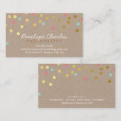 MODERN goud confetti spot patroon munt koraal kraf Visitekaartje (Voorkant / Achterkant)