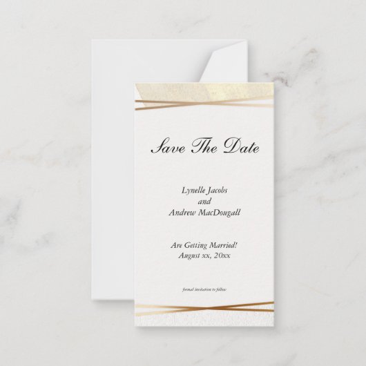 Modern Goud & Cream ingelijst Bruiloft Save-the-Da Notitiekaartje (Voorkant)