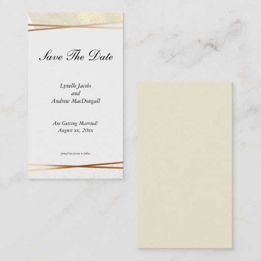 Modern Goud & Cream ingelijst Bruiloft Save-the-Da Notitiekaartje (Voorkant / Achterkant)