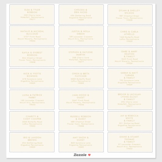 Modern Goud | Crème Huw guest Adres Sticker (Vel)