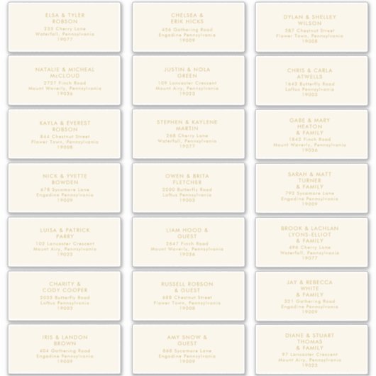 Modern Goud | Crème Huw guest Adres Sticker (Voorkant)