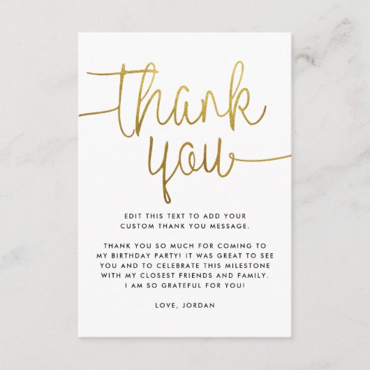 Modern goud dank u bedankkaart (Voorkant)