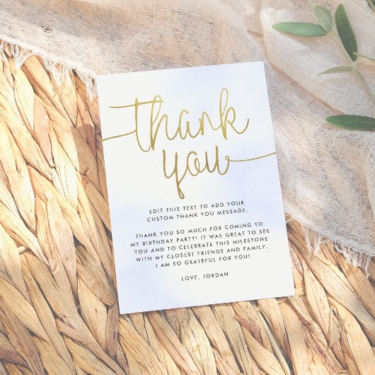 Modern goud dank u bedankkaart