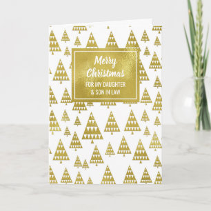 Modern Goud Dochter & Zoon in de Wet Vrolijk Kerst Kaart