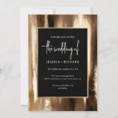 Modern Goud & Donker Abstract Waterverf Bruiloft Kaart (Voorkant)