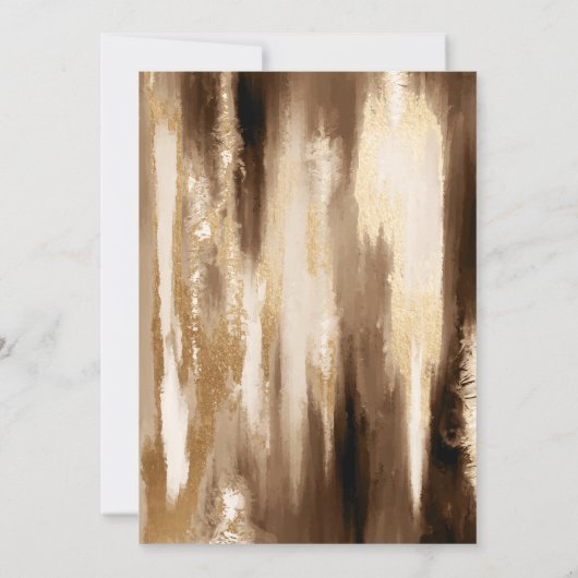 Modern Goud & Donker Abstract Waterverf Bruiloft Kaart (Achterkant)