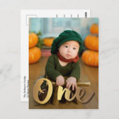 Modern Goud Een Eerste Verjaardag Foto Briefkaart (Voorkant / Achterkant)