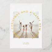 Modern Goud Eenvoudige Kerstfoto Nieuwjaar Folie Feestdagenkaart (Voorkant)