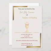 Modern goud eerste Heilige Communie uitnodiging (Voorkant / Achterkant)