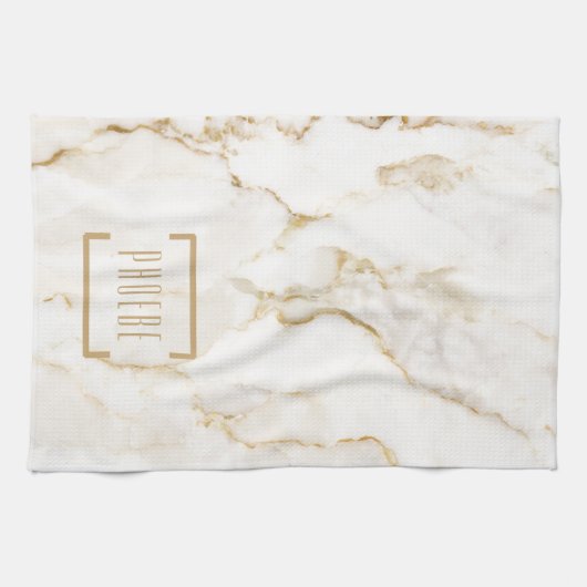 Modern goud effect marmerpatroon theedoek (Horizontaal)