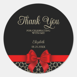 Modern Goud Egypte Geometrisch Rode Strik Bedankt  Ronde Sticker