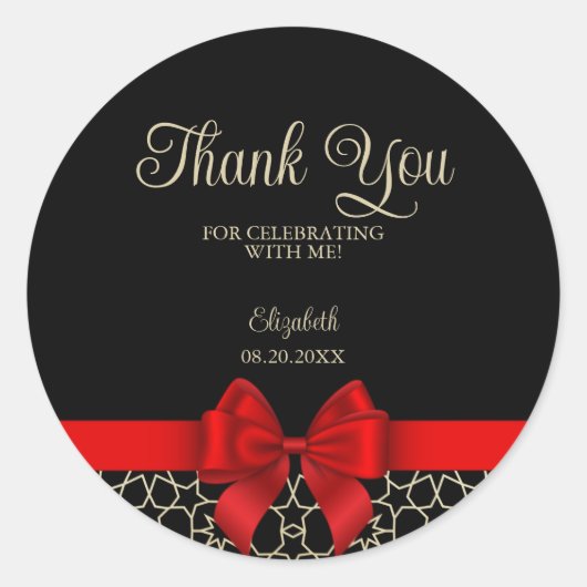 Modern Goud Egypte Geometrisch Rood Lint Bedankt Z Ronde Sticker (Voorkant)