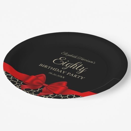 Modern Goud Egypte Geometrische Rode Boog 80e Verj Papieren Bordje (Gekanteld)