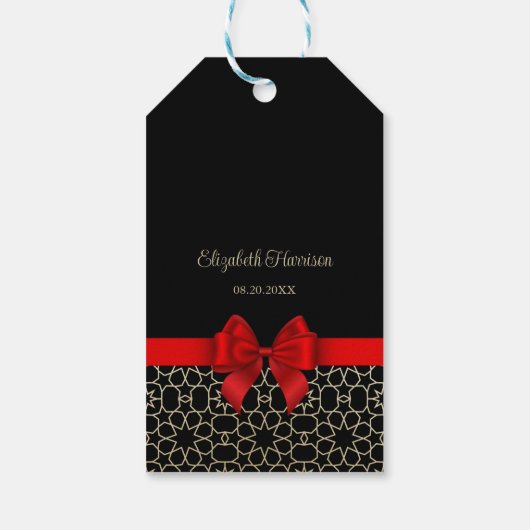 Modern Goud Egypte Geometrische Rode Boog Dank u Cadeaulabel (Achterkant)