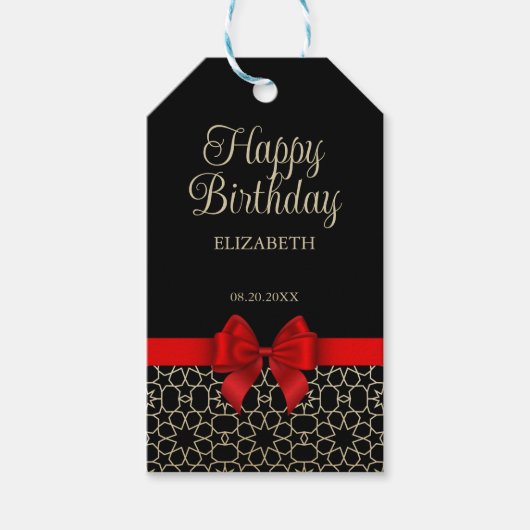 Modern Goud Egypte Geometrische Rode Boog Gelukkig Cadeaulabel (Voorkant)