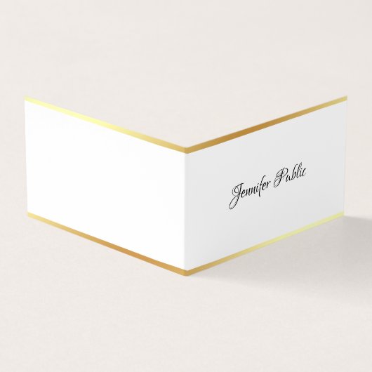 Modern Goud Elegant Handschrift Eenvoudige Sjabloo Visitekaartje (Buitenkant)