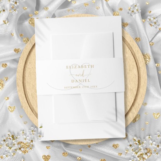 Modern Goud Elegant Hart Bruiloft Uitnodigingen Wikkel