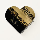 Modern Goud Elegant Script Monogram Notitieboek (Achterkant)