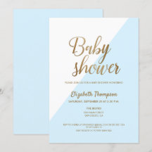 Modern Goud en Blauw Baby Jongen Douche Uitnodigin