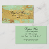 Modern Goud en Blauw Gemarmerd Visitekaartje (Voorkant / Achterkant)