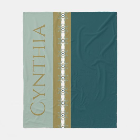 Modern goud en Blauwgroen Fleece Deken (Voorkant)