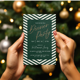 Modern Goud en Groen Vakantie Diner Party Kaart