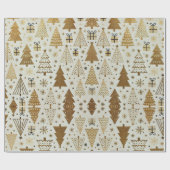 Modern goud en ivoor kerstboom cadeaupapier (Vlak)