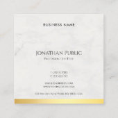 Modern Goud en Marmer Elegant Handschrift Tekst Vierkante Visitekaartje (Achterkant)