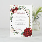 Modern Goud en Merlot Geometrisch Bruiloft Invoege Kaart (Staand voorkant)