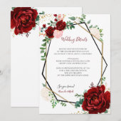 Modern Goud en Merlot Geometrisch Bruiloft Invoege Kaart (Voorkant / Achterkant)