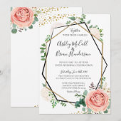 Modern Goud en Roze Geometrische Bruiloft uitnodig Kaart (Voorkant / Achterkant)