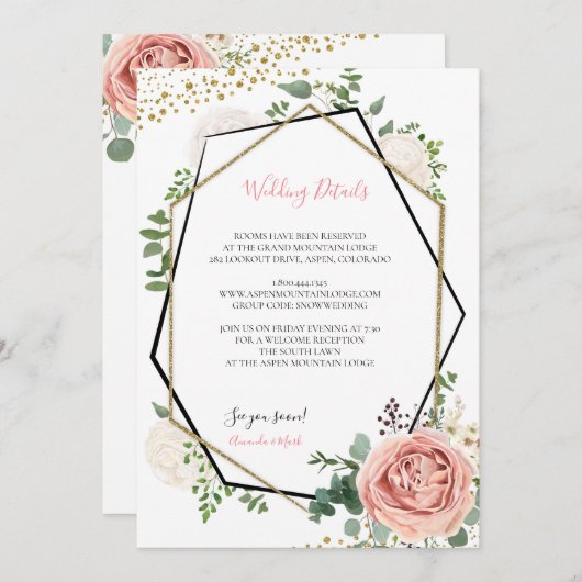 Modern Goud en Roze Geometrische Tussenvoegsel Kaa Kaart (Voorkant / Achterkant)