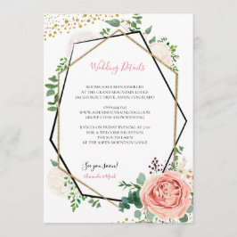 Modern Goud en Roze Geometrische Tussenvoegsel Kaa Kaart