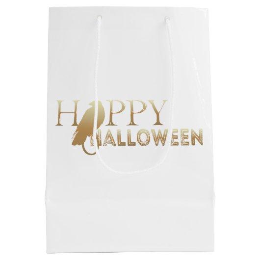 Modern goud en wit chique volwassen Halloween Medium Cadeauzakje (Achterkant)