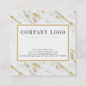 Modern goud en wit marmeren steen vierkante visitekaartje (Achterkant)