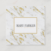 Modern goud en wit marmeren steen vierkante visitekaartje (Voorkant)