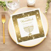 Modern Goud en Wit Menorah Joodse Chanoeka Servet