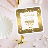 Modern Goud en Wit Menorah Joodse Chanoeka Servet