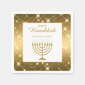 Modern Goud en Wit Menorah Joodse Chanoeka Servet (Voorkant)