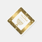 Modern Goud en Wit Menorah Joodse Chanoeka Servet (Hoek)
