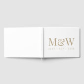 Modern Goud en Wit Monogram Bruiloft Gastenboek (Volledig)