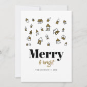 Modern Goud en Wit Vrolijk en Helder Kerstmis Feestdagenkaart (Voorkant)