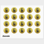Modern Goud en Zwart 50th Any Age Verjaardag Ronde Sticker (Vel)