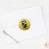 Modern Goud en Zwart 50th Any Age Verjaardag Ronde Sticker (Envelop)