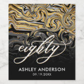 Modern goud en zwart 80ste verjaardag wijn etiket (Enkel label)